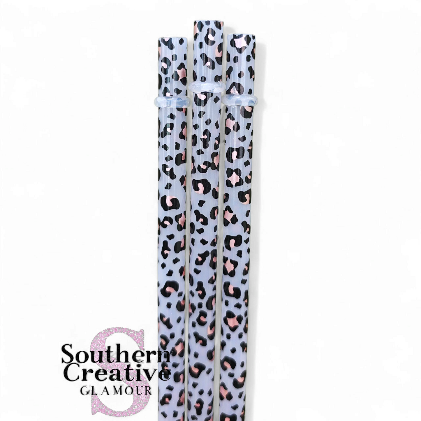 Black and pink leopard 12" Plastic Straw with 10mm diameter by SouthernCreativeGlamour. 10mm Straw Toppers will fit this Straw. 