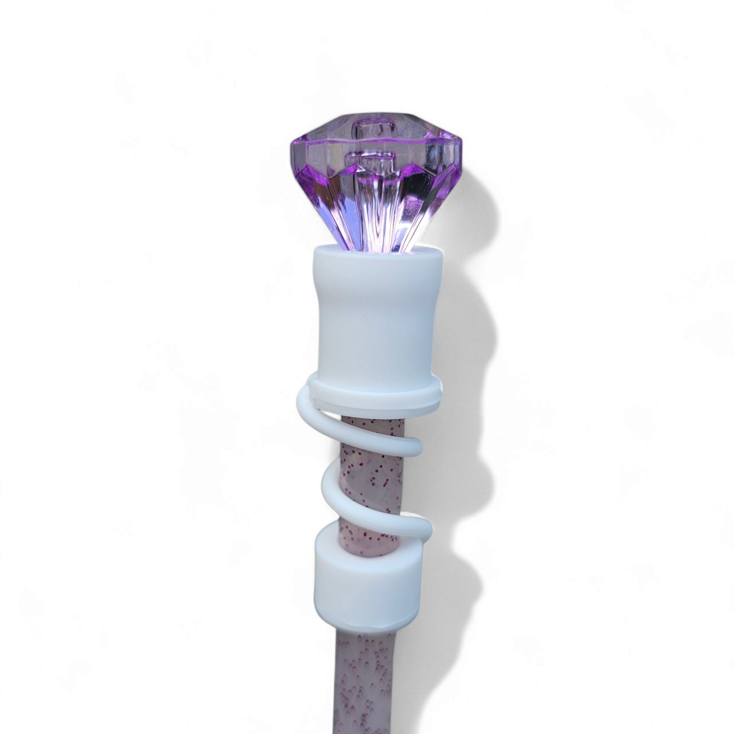 Purple Diamond  | White Silicone 3D Straw Topper