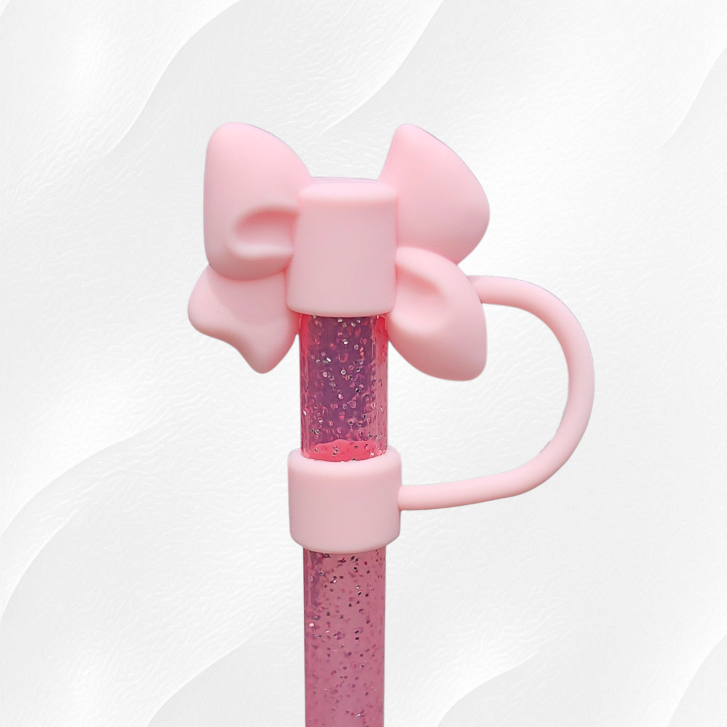 Light Pink 3D Silicone Bow Straw Topper 