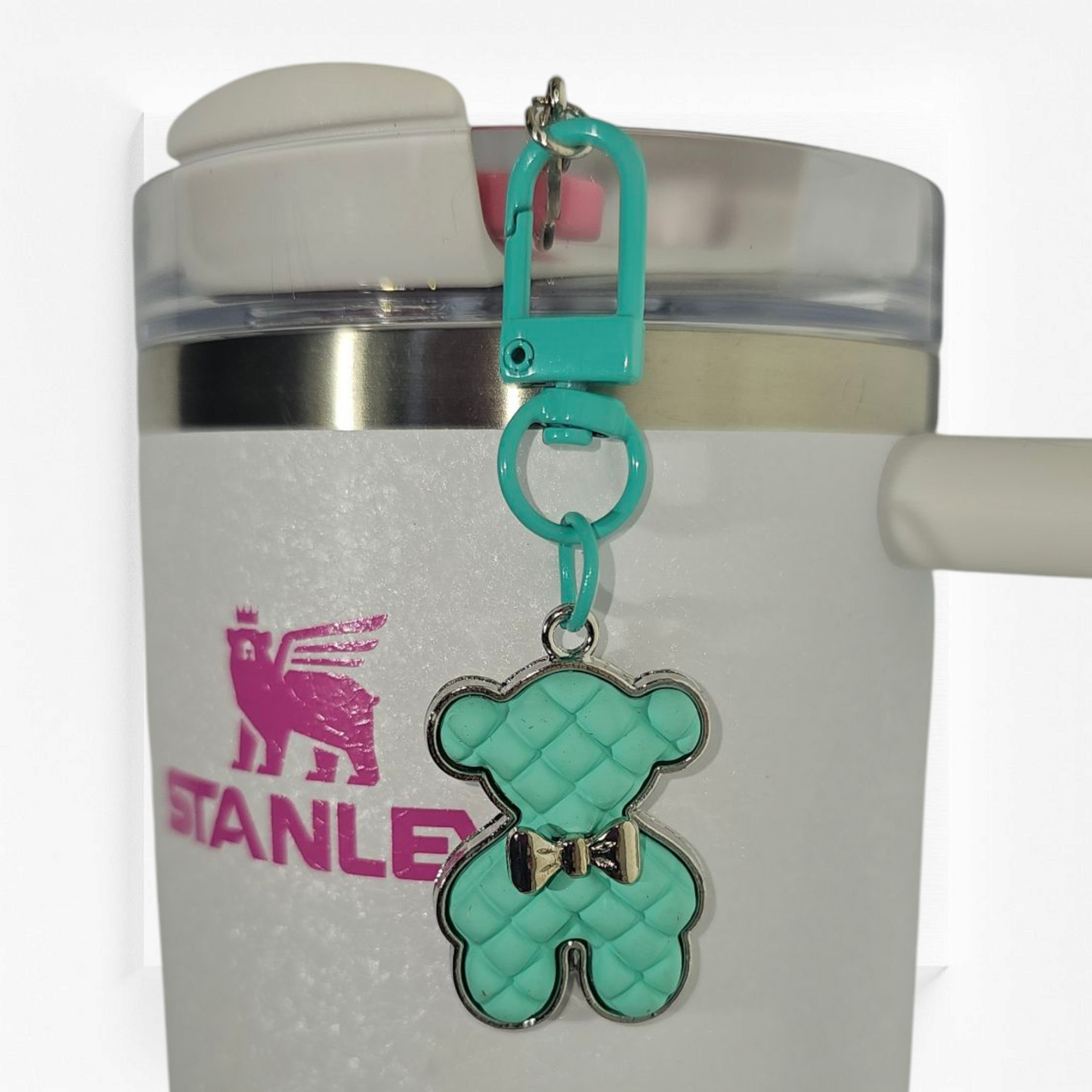 Fancy Teddy Bear Tumbler Straw Charm and Cup Handle Charm Set