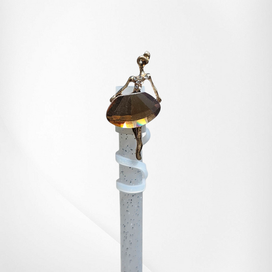 Luxury Diamond Ballerina Straw Topper - Gold