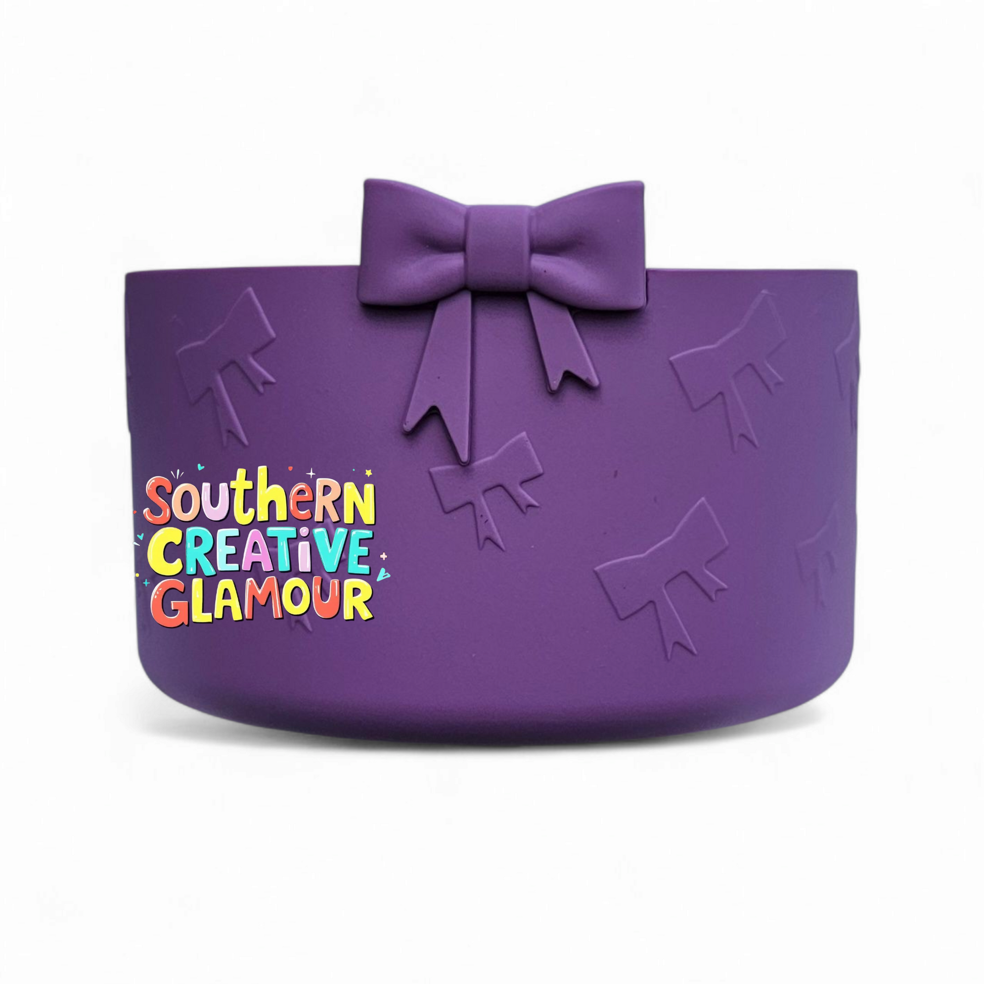 Orchid Purple 3D Bow Silicone Tumbler Boot by Southern Creative Glamour 