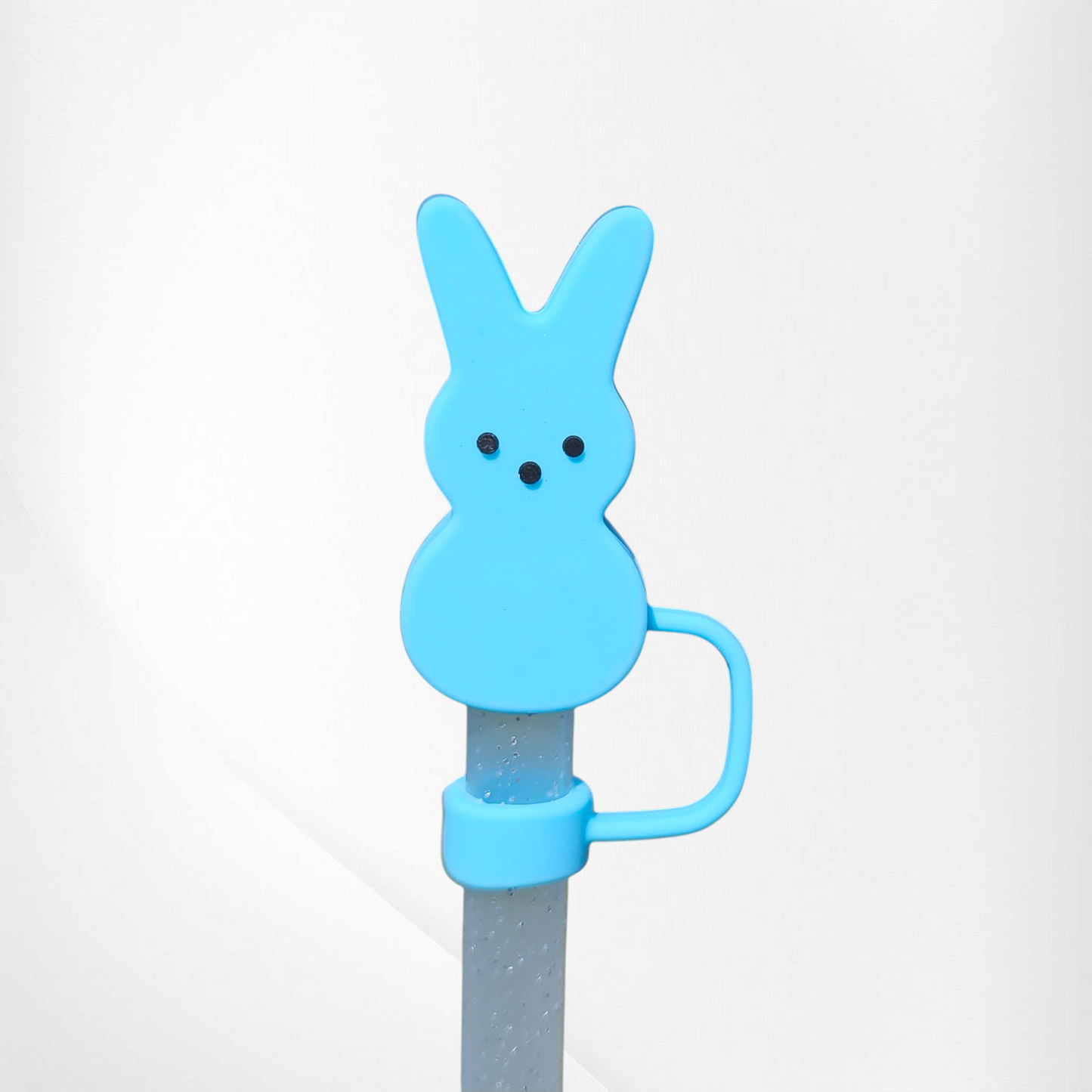 Easter Peep Bunny 3D Silicone Straw Topper  - Straw Cover  - Straw Cap - Bunny Blue