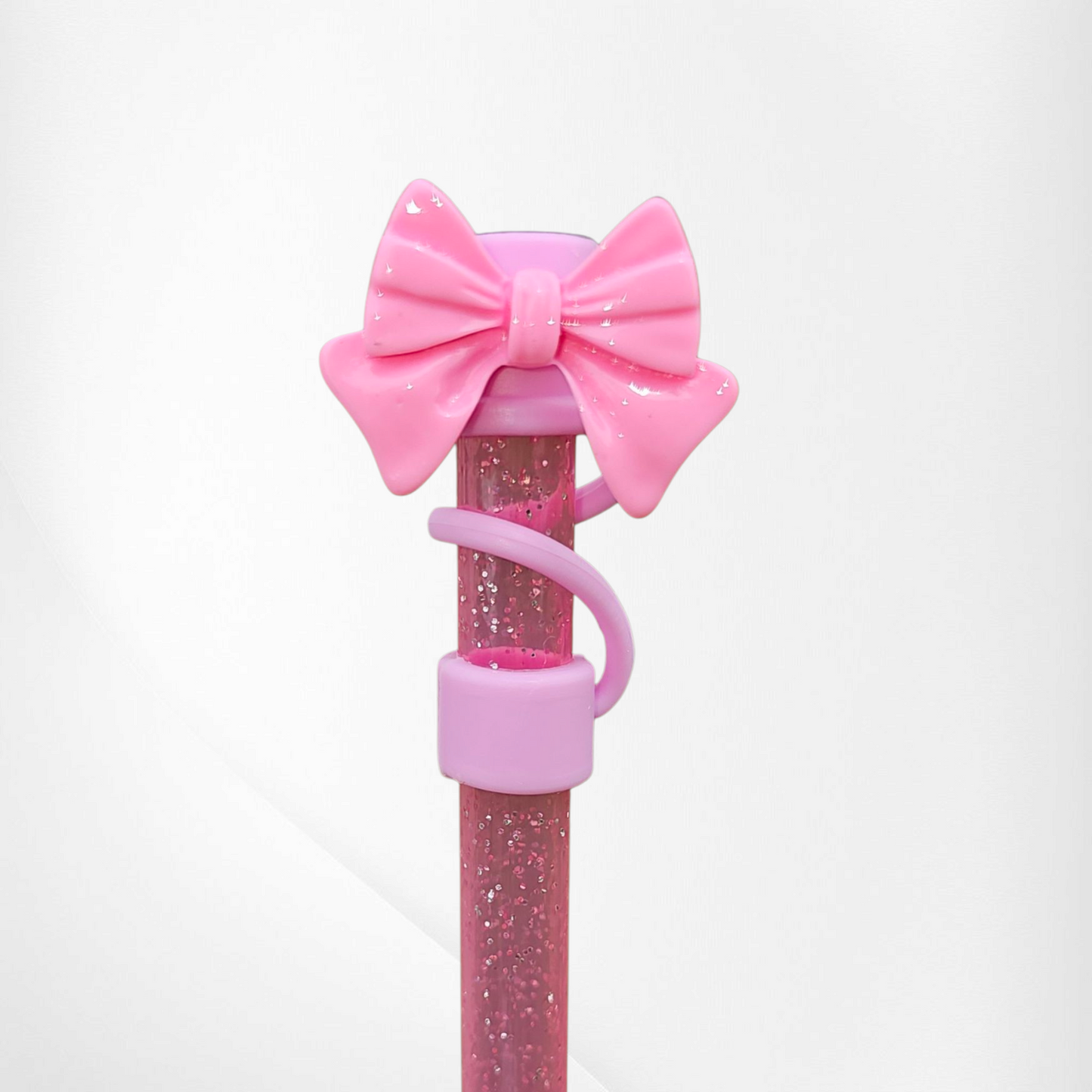Lavender pink Coquette Bow Straw Topper 