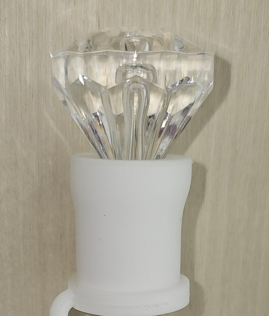 White Diamond 3D Silicone straw topper  - straw cover  - straw cap. 