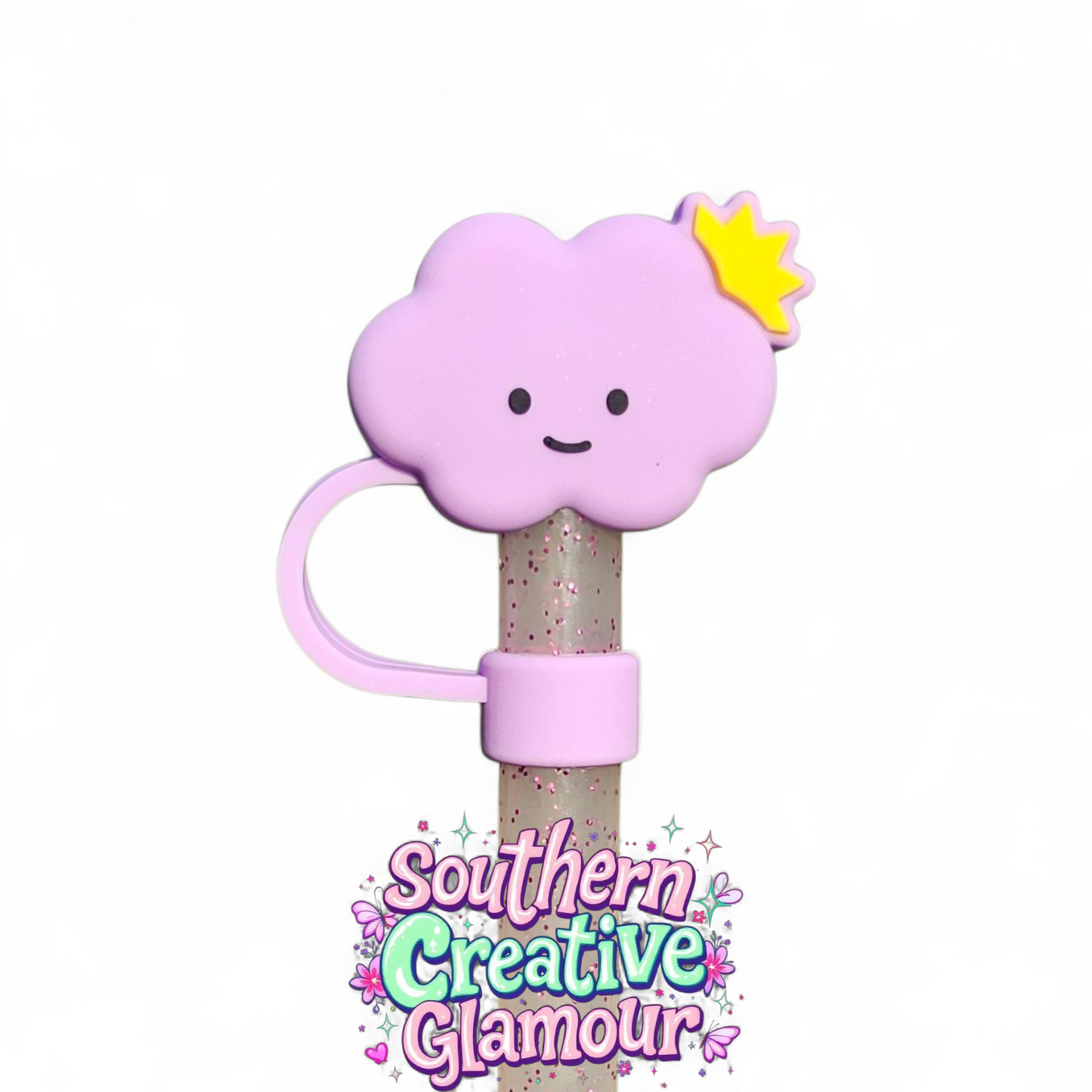 Purple Princess Cloud 3D Silicone 10mm Straw Toppers by Southern Creative Glamour 