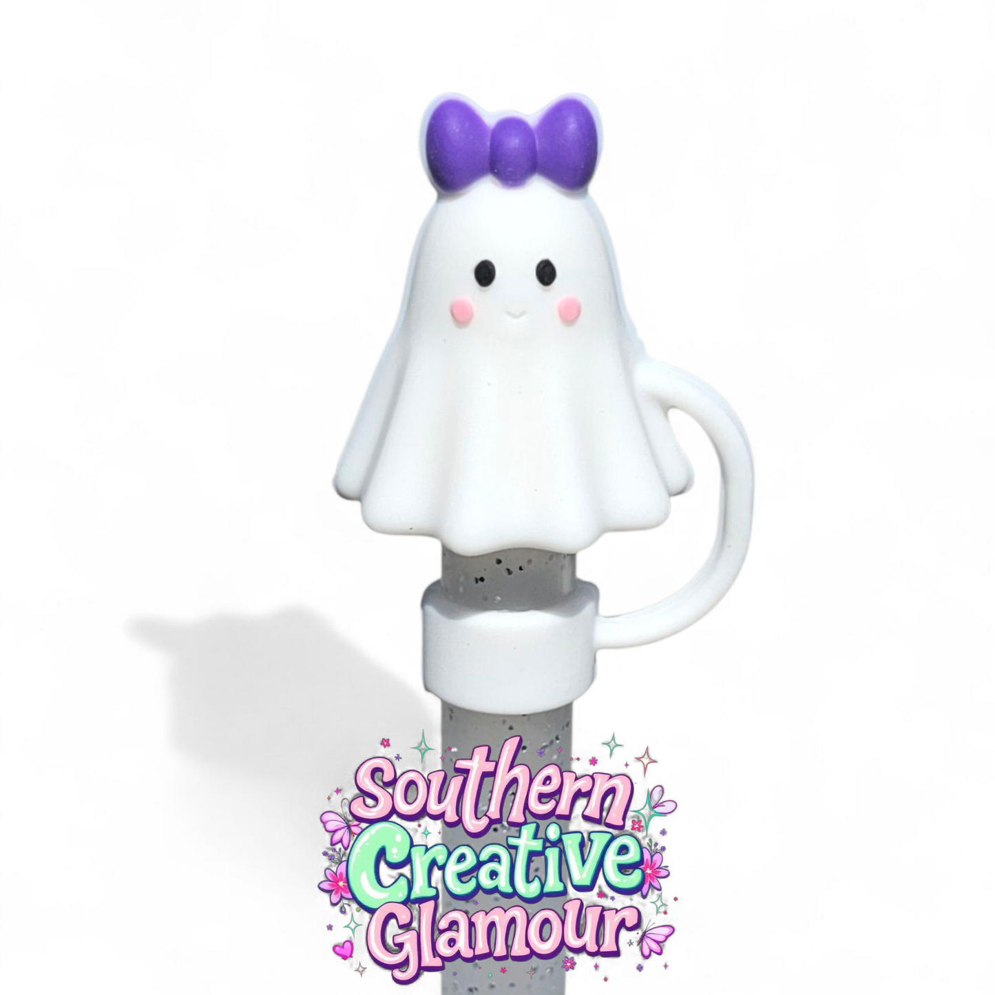 Girly Ghost 3D Silicone 10mm Straw Toppers by Southern Creative Glamour 