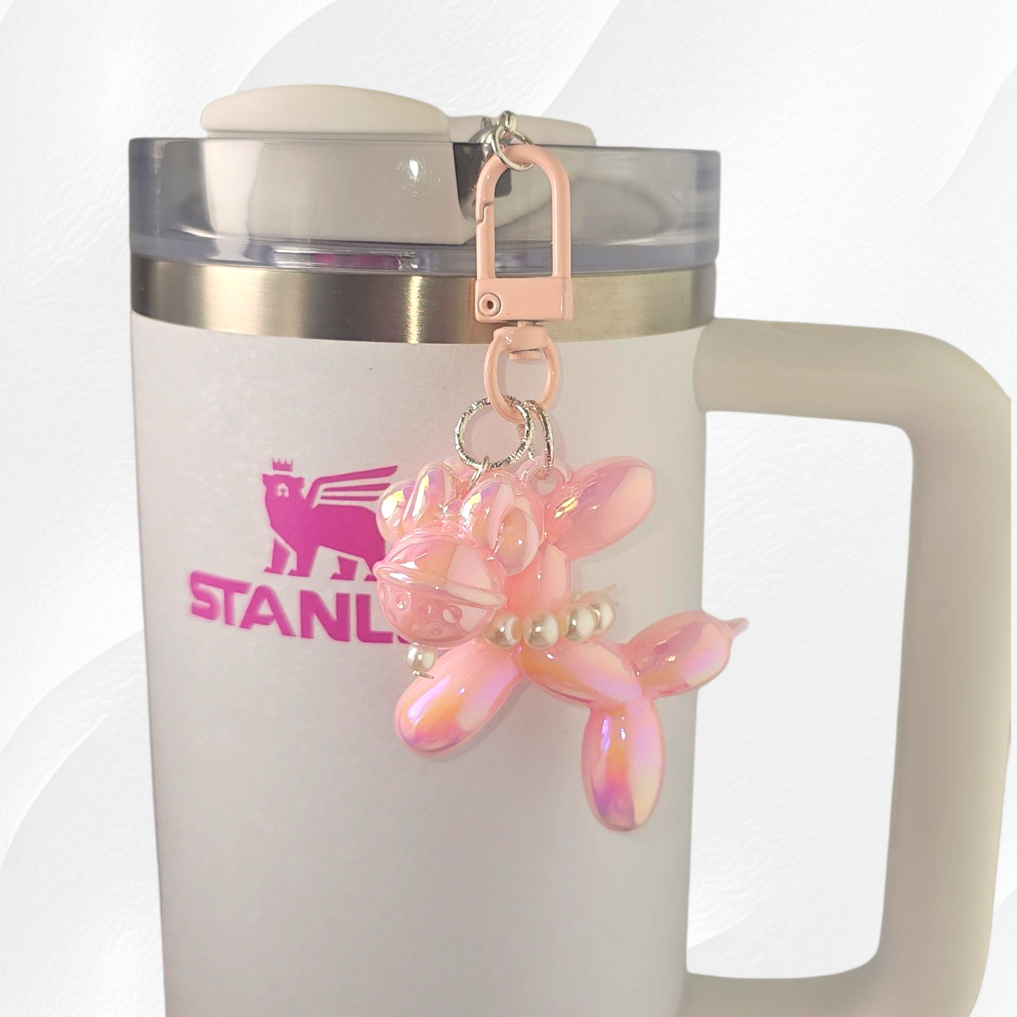Balloon Dog & Bow Beaded Tumbler Charm