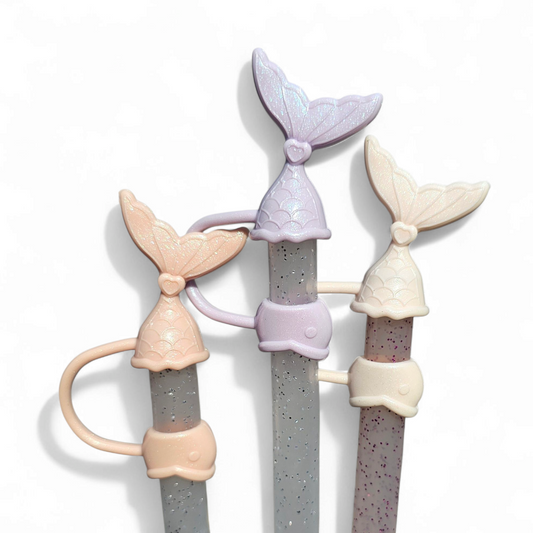 Shimmer Mermaid Tail 3D Silicone 10mm Straw Topper 