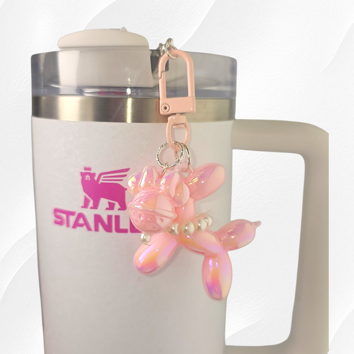 Balloon Dog & Bow Beaded Tumbler Charm