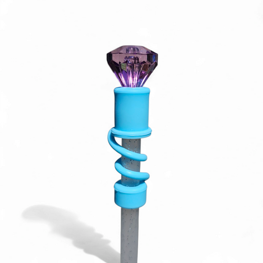 Purple Diamond  | Teal Blue Silicone 3D Straw Topper