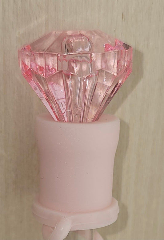 Bubblegum Pink Diamond 3D Silicone straw topper  - straw cover  - straw cap. 