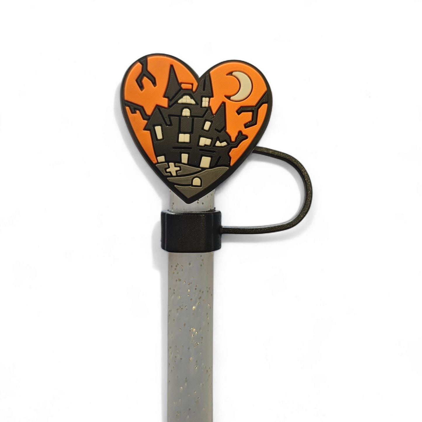 Haunted House Halloween Silicone 10mm Straw Topper 