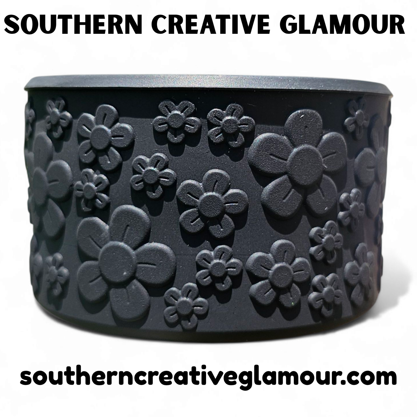 Black 3D Flower Textured Silicone Tumbler Boot by Southern Creative Glamour 