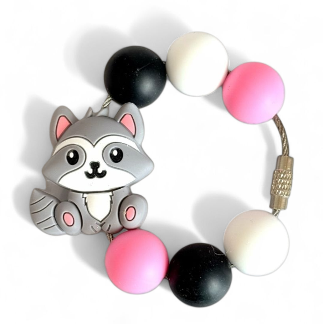 Hot Pink Cutie Raccoon Bracelet - Tumbler Handle Charm