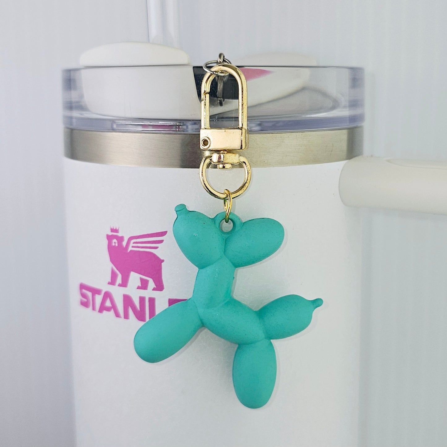 Gumdrop Green Balloon Dog Tumbler Charm. 