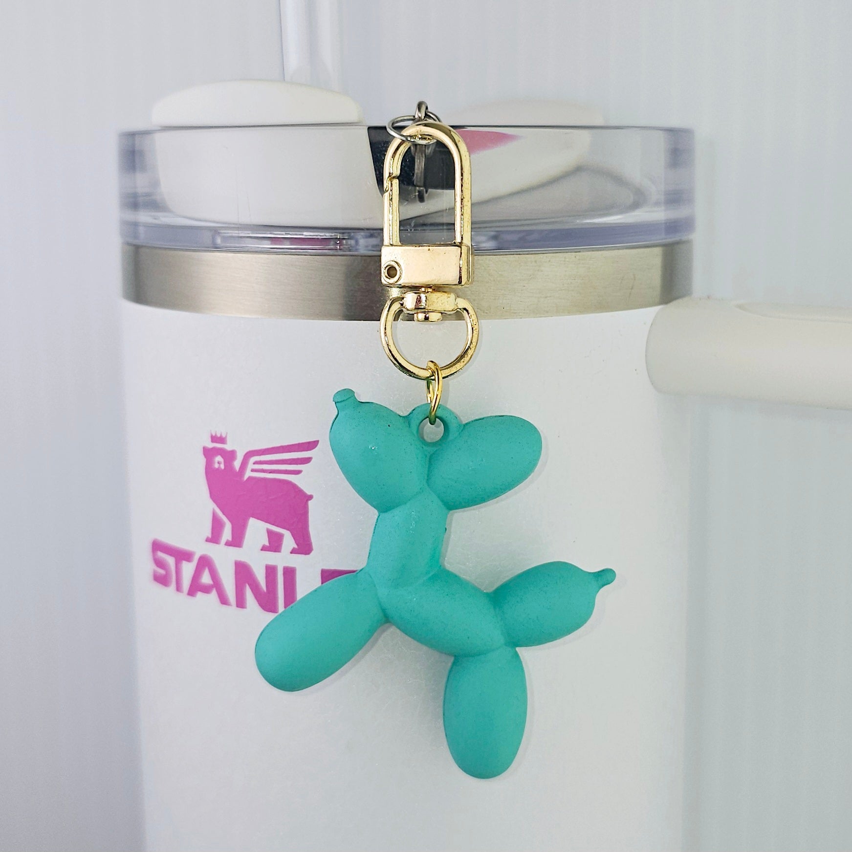 Gumdrop Green Balloon Dog Tumbler Charm. 