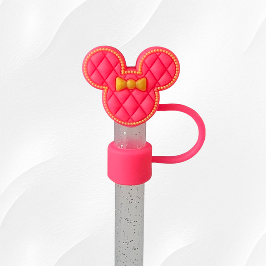 Pink parade Minnie Mouse Inspired 3D Silicone Straw Topper. 