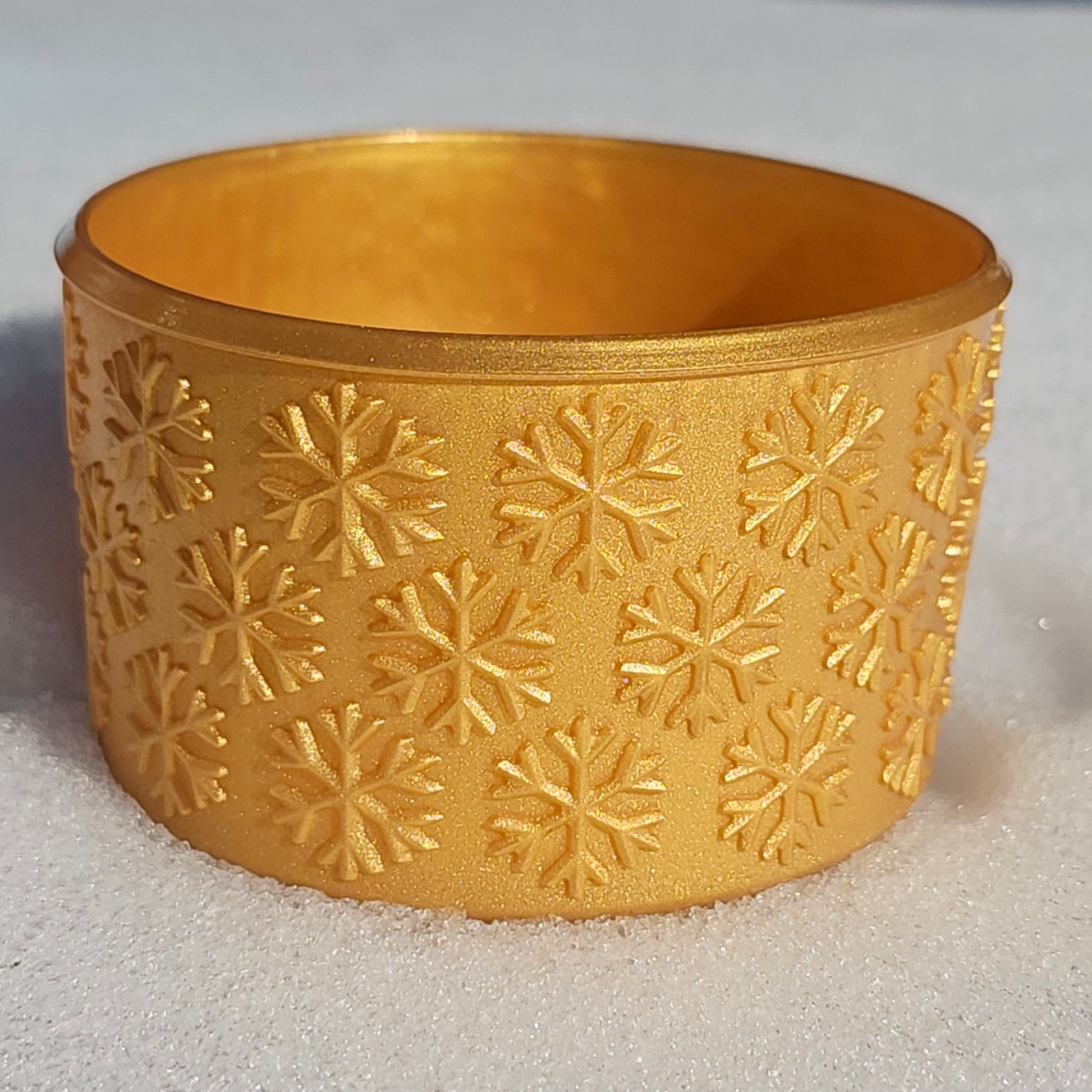 Gold Shimmer Snowflake Textured Tumbler Silicone Boot