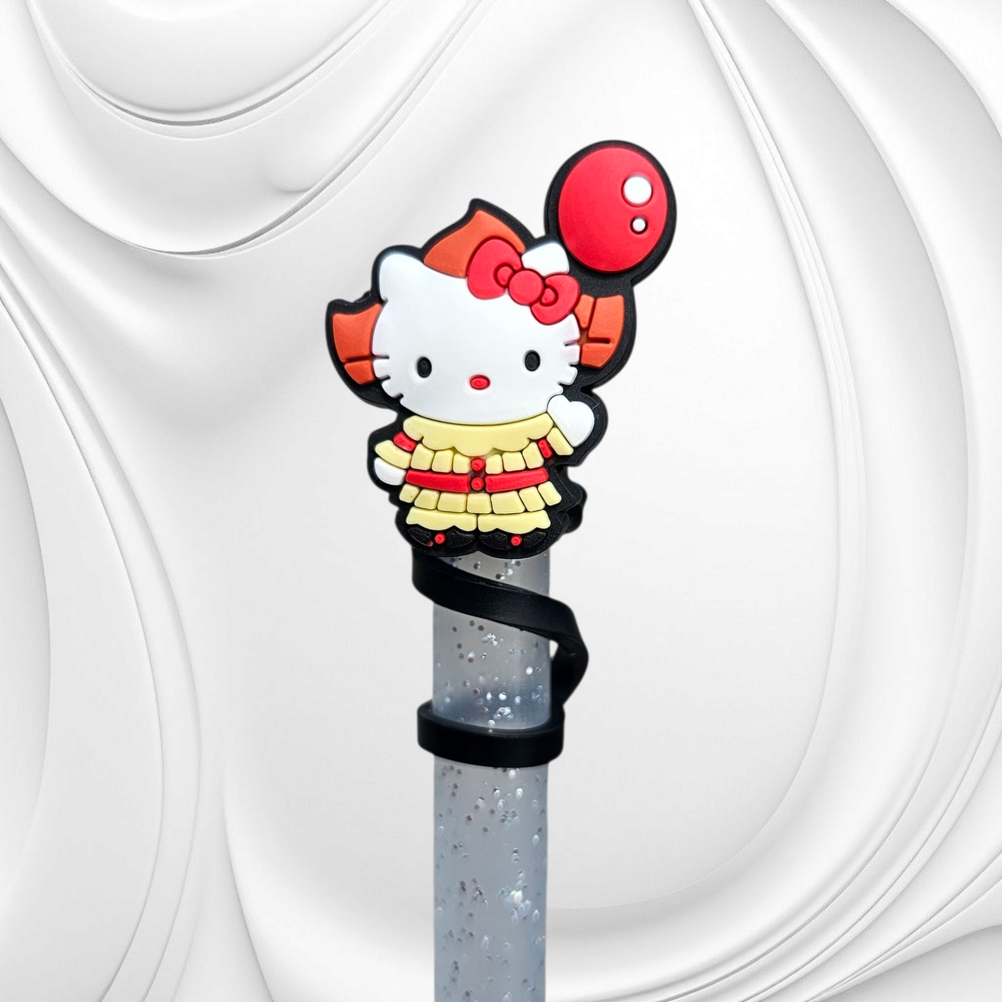 IT Hello Kitty inspired Halloween Silicone Straw Topper. 