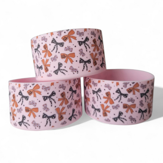 Pink Pumpkin Bows Silicone Tumbler Boot