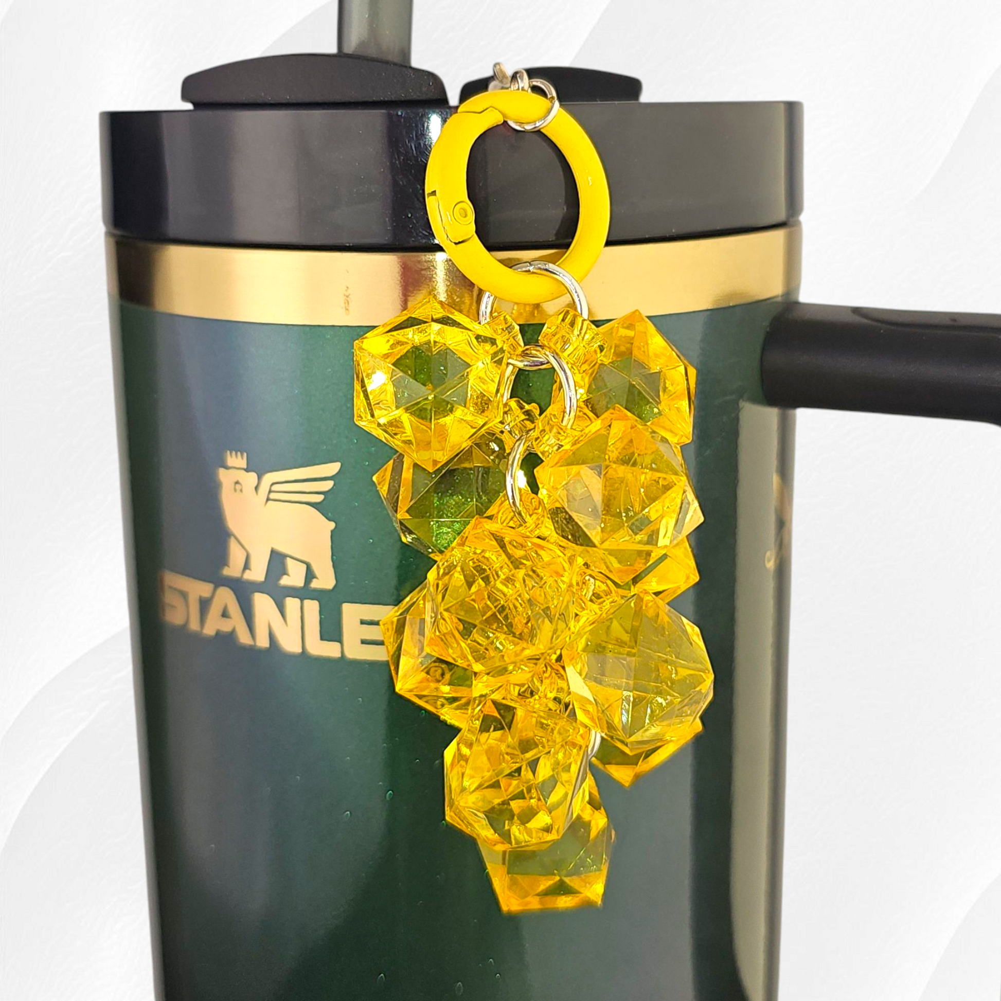 Gold / Yellow Crystal Beaded Tumbler Charm. Use as a tumbler straw charm or tumbler cup handle charm. 