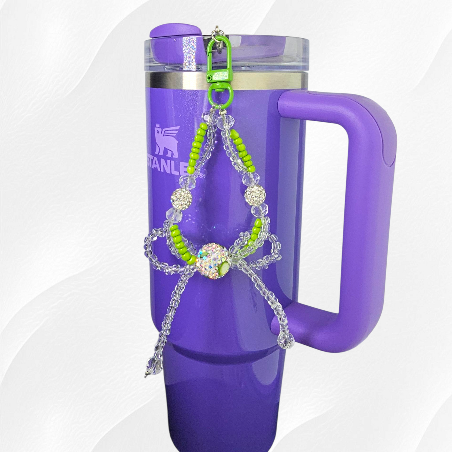 Beaded Glitter Bow Tumbler Straw Charm