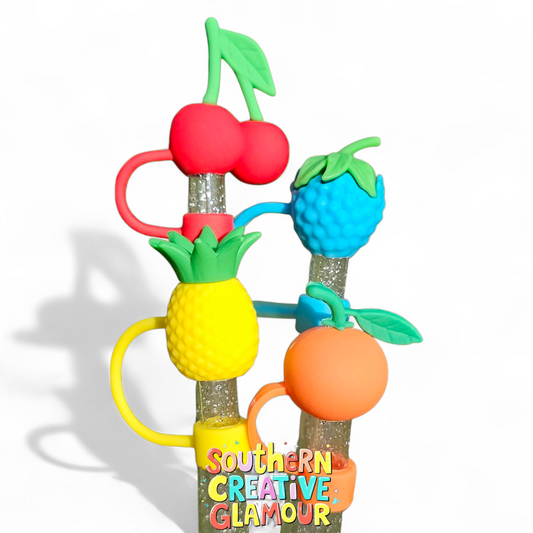 Cute fruit 3D 10mm Straw Toppers by Southern Creative Glamour 