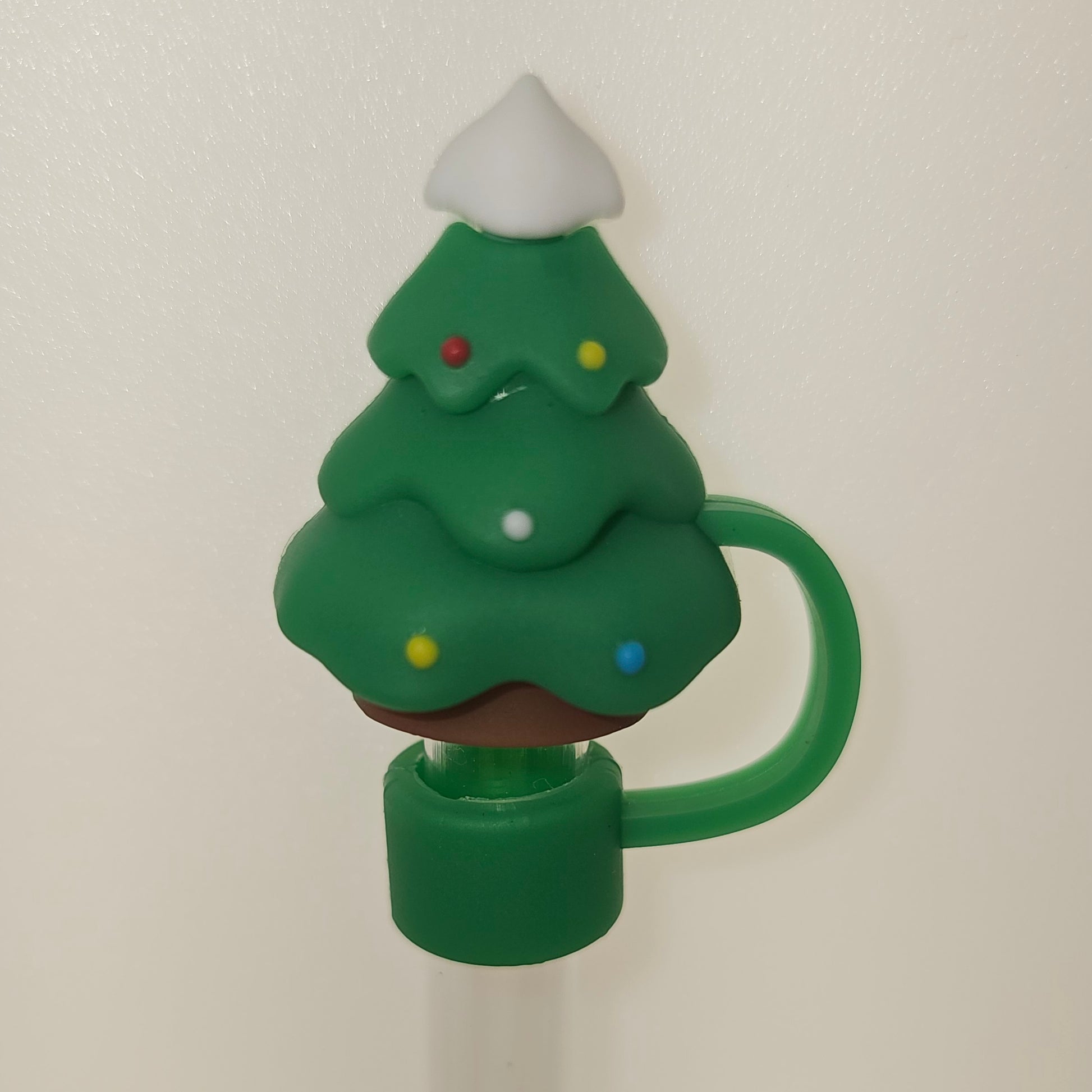 Green Christmas Tree 3D Silicone Straw Topper  - Straw Cover 