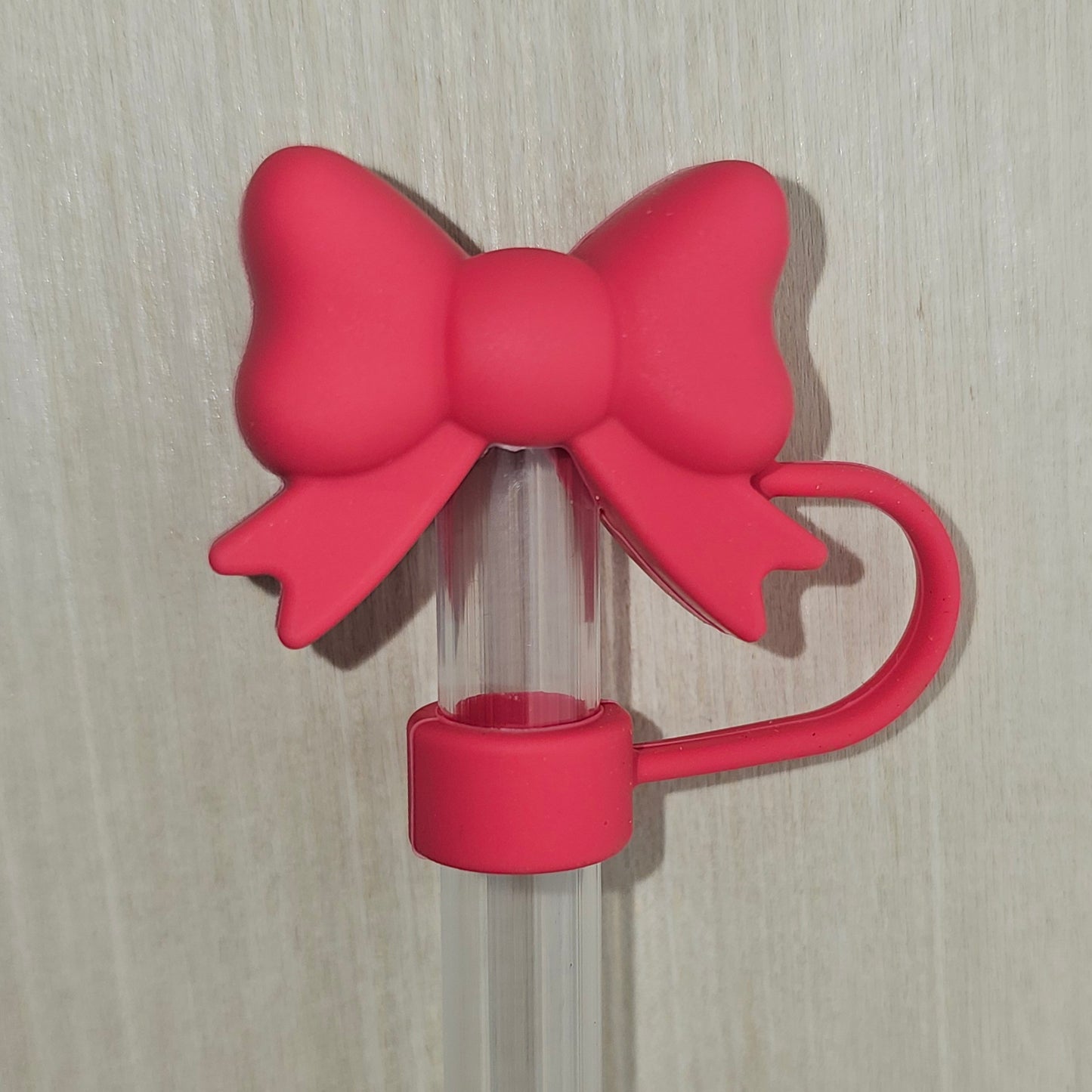 Ruby Red Heart Butterfly Ribbon Bow 3D Silicone Straw Topper  - Straw Cover  - Straw Topper 