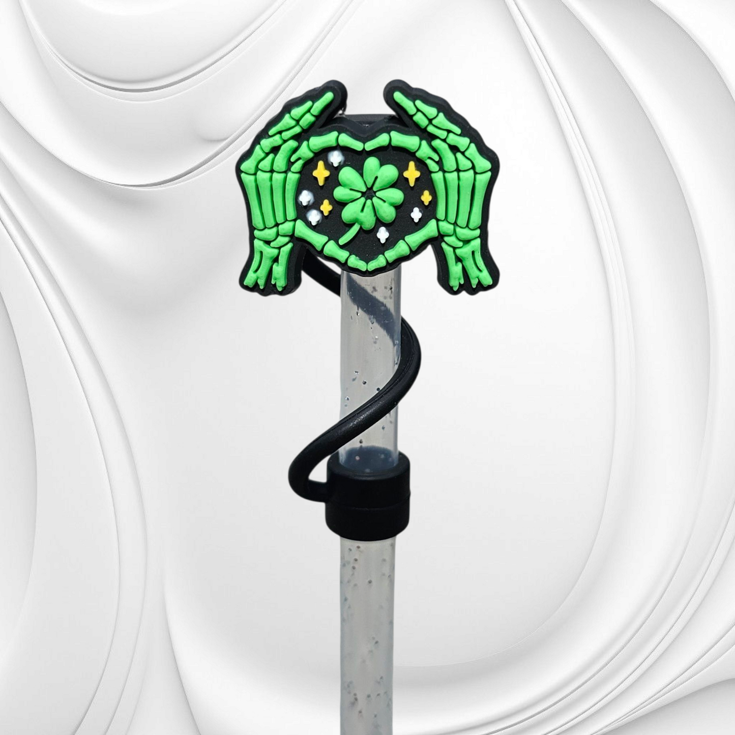 St. Patrick's Day Lucky Skellington 8mn Silicone Straw Toppers