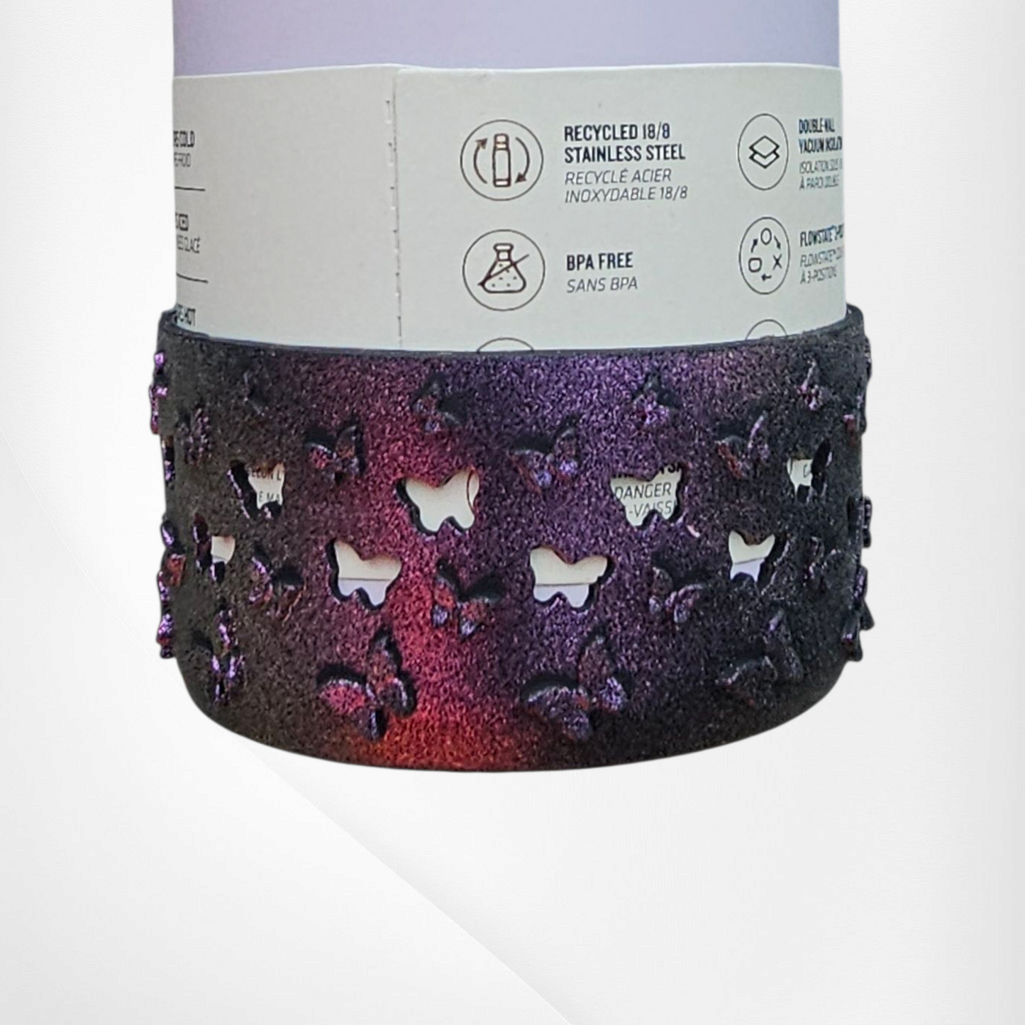 3D Butterfly Silicone Tumbler Boot  - Metallic Purple Shimmer