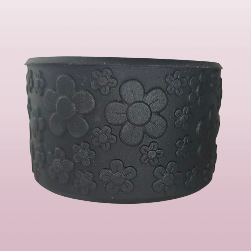 Black Flower Textured Silicone Tumbler Boot. Fits 32oz-40oz Tumblers. 