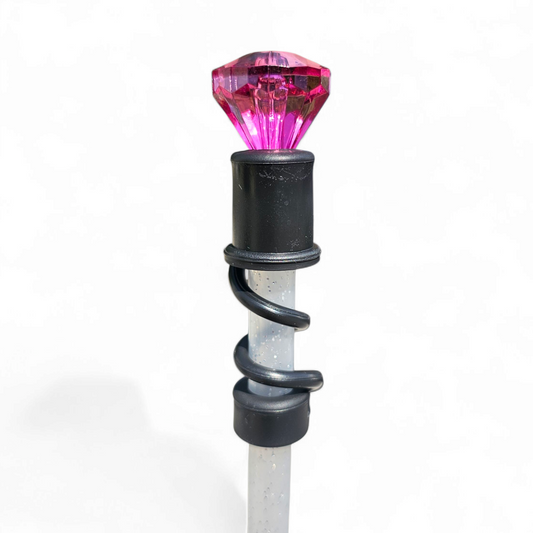 Fuschia Pink Diamond  | Black Silicone 10mm Straw Topper Base 