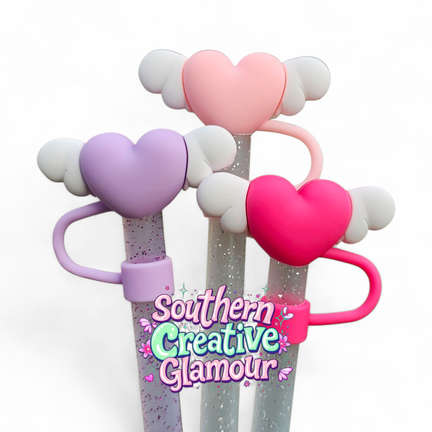 Love Wings 3D 10mm Straw Toppers by Southern Creative Glamour 