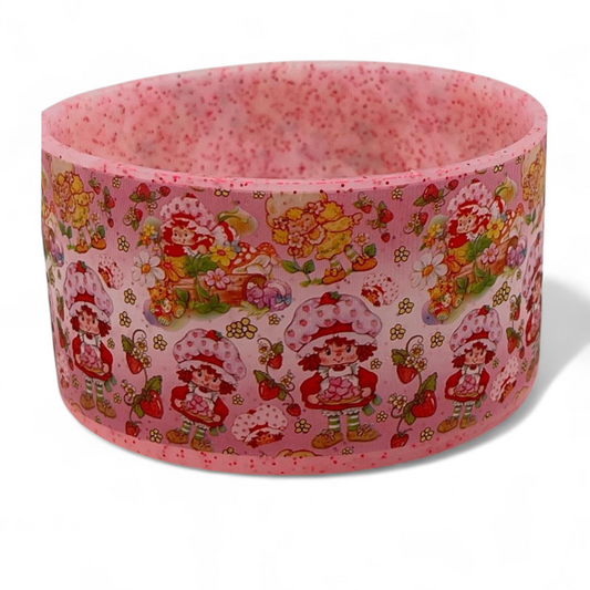 Glittered Strawberry Shortcake Silicone Tumbler Boot 