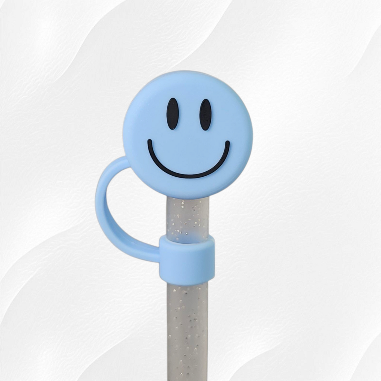 Smiley Face 3D Silicone Straw Topper  - Hot Pink