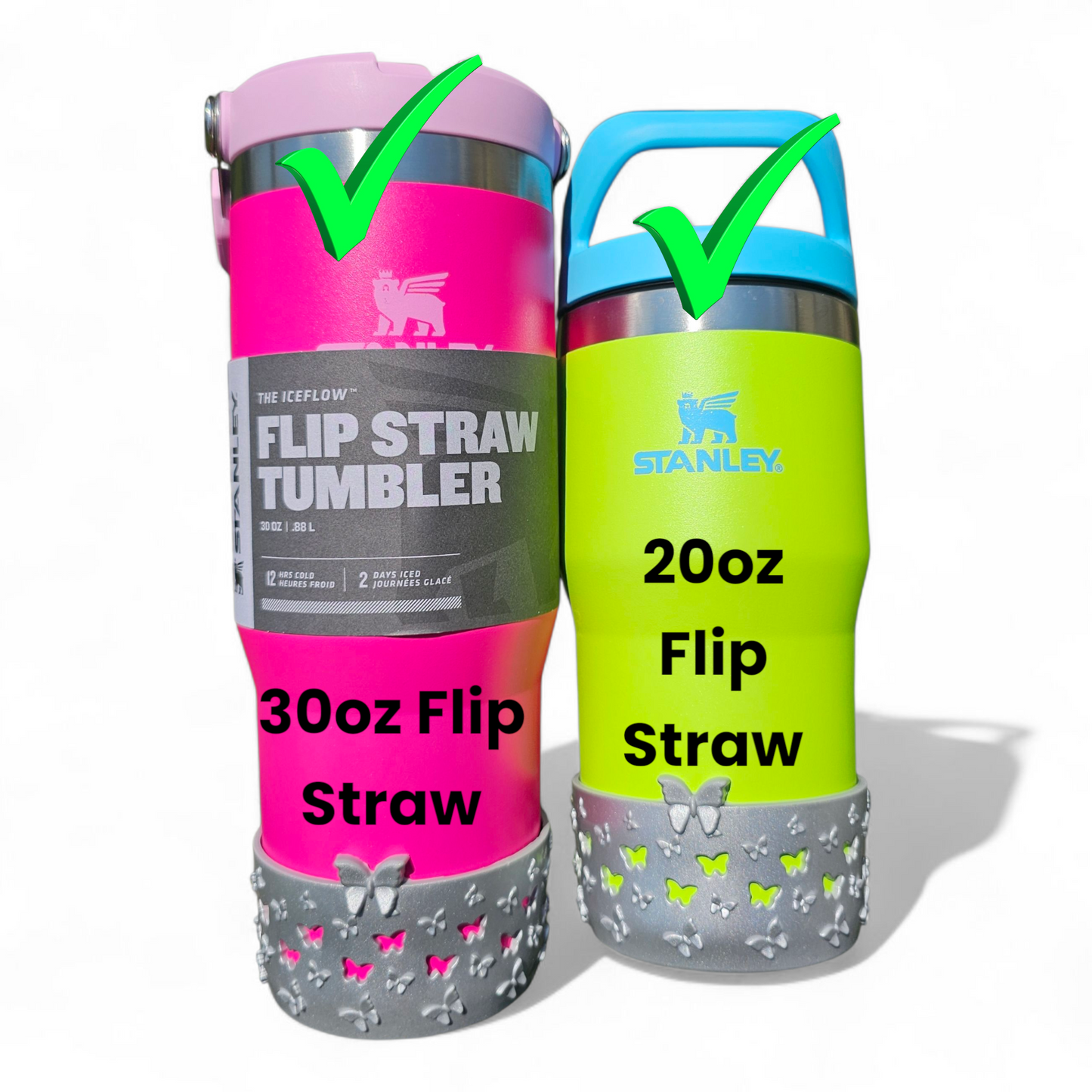 3D Butterfly Silicone Tumbler Boot  - Hot Pink Shimmer