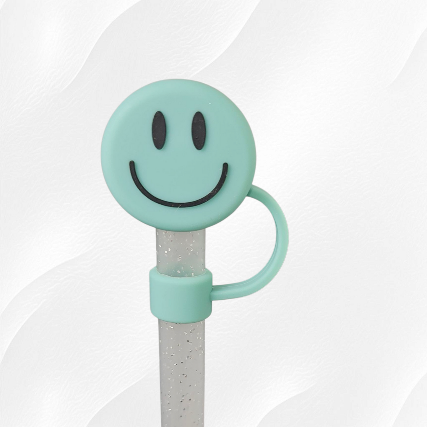 Smiley Face 3D Silicone Straw Topper  - Hot Pink
