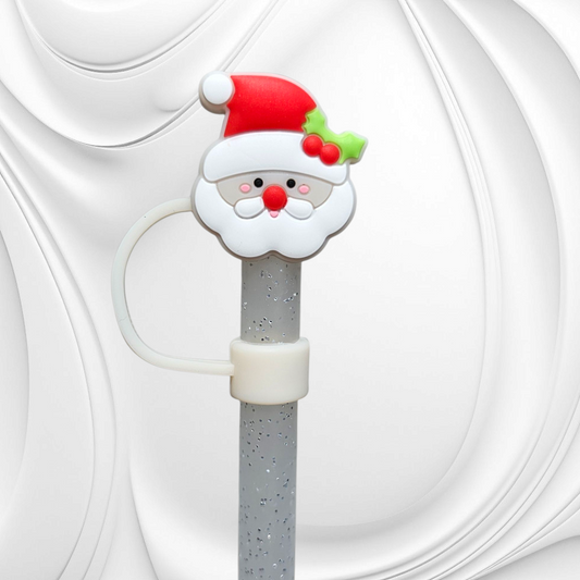Santa Clause 3D Silicone Straw Topper 