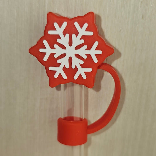 Holiday Red and White 3D Silicone Straw Topper  - Straw Cover 