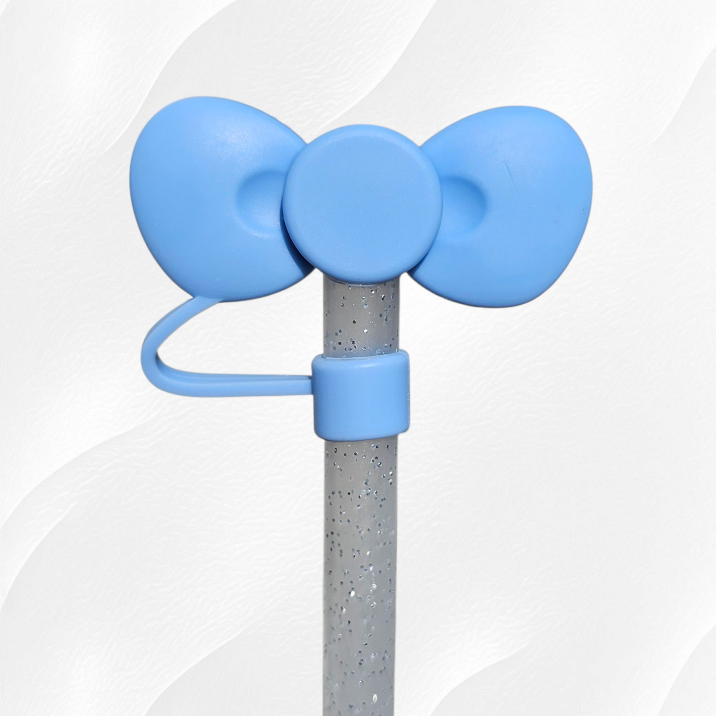 Blue Bow Tie 3D Silicone Straw Topper 