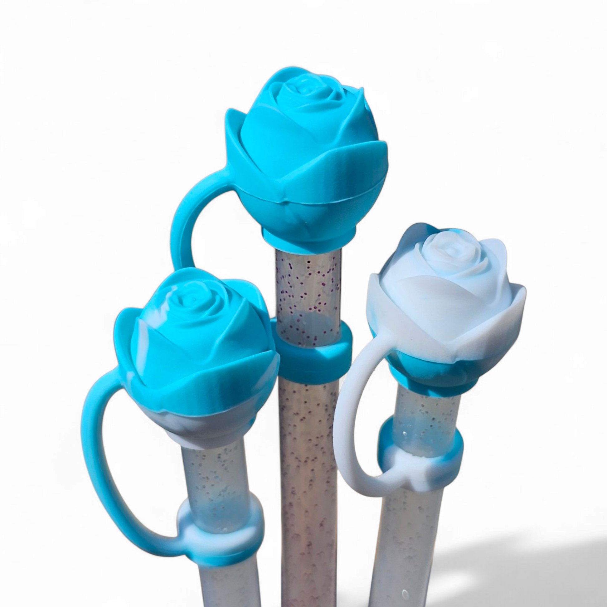 Tiffany Blue and White 3D Silicone 10mm Straw Topper by Southern Creative Glamour 