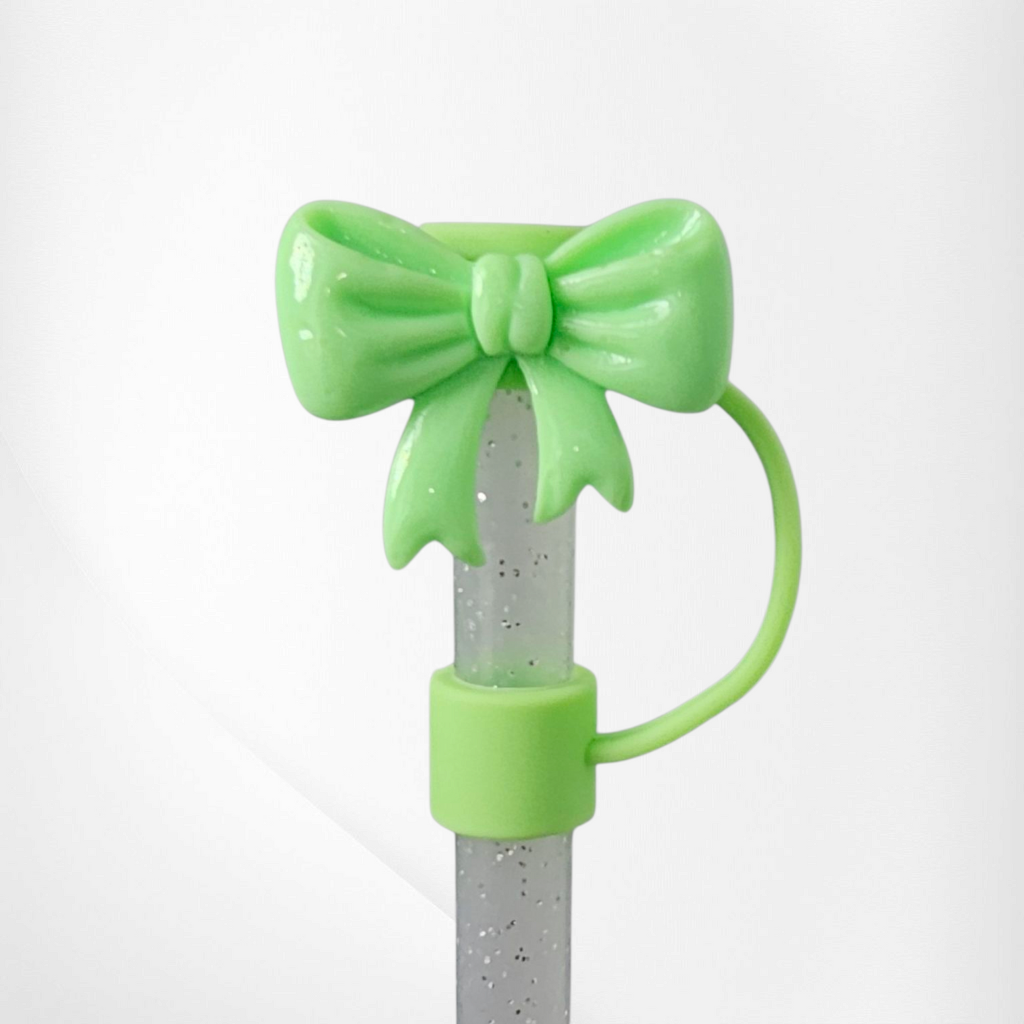 Green Coquette Ribbon Bow Straw Topper 