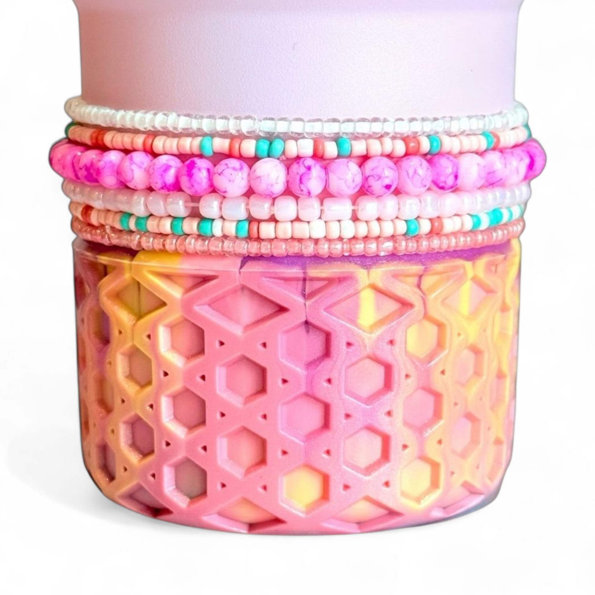 Pink Coral Coast Tumbler Bracelet Stack