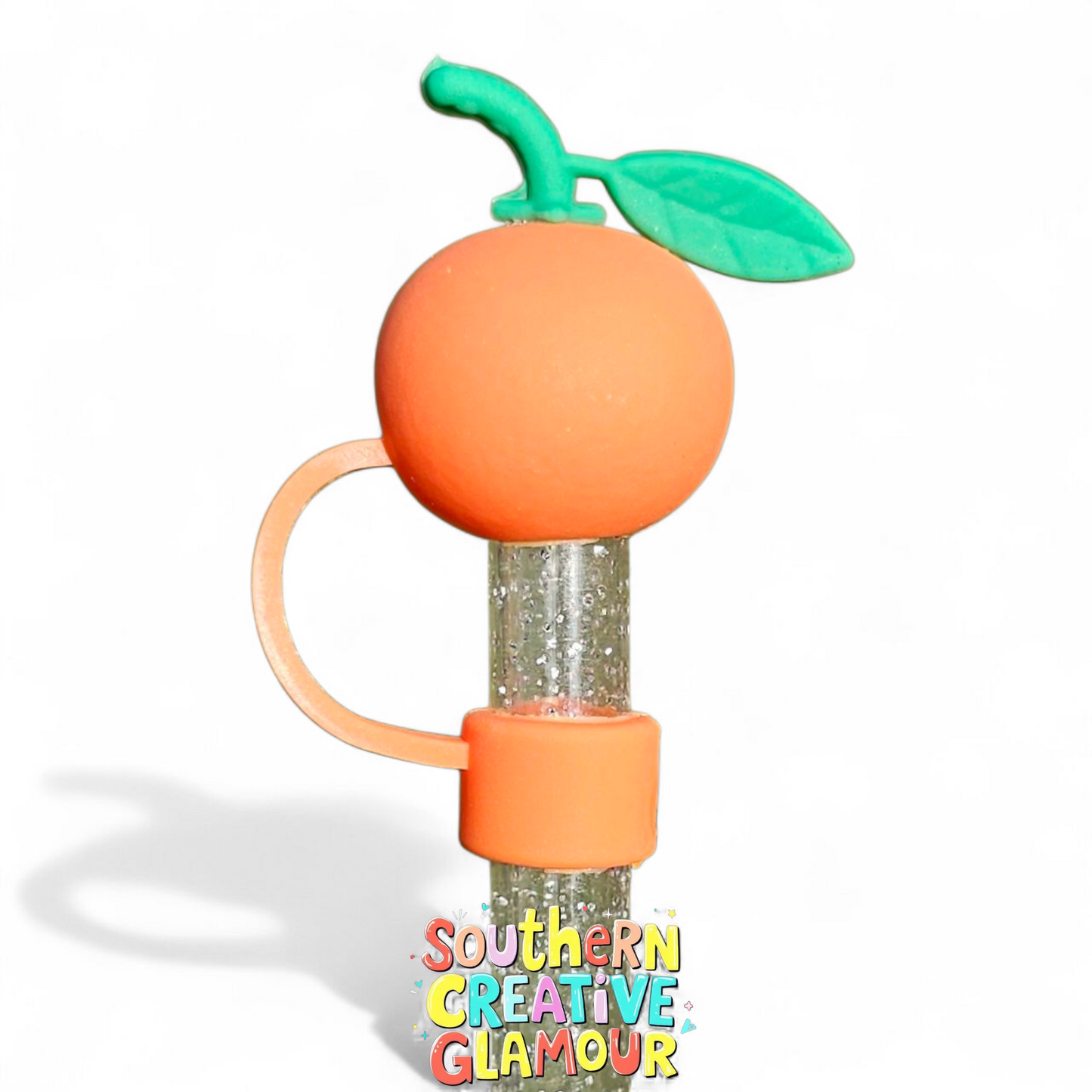 Orange 3D Silicone Straw Topper by Southern Creative Glamour 