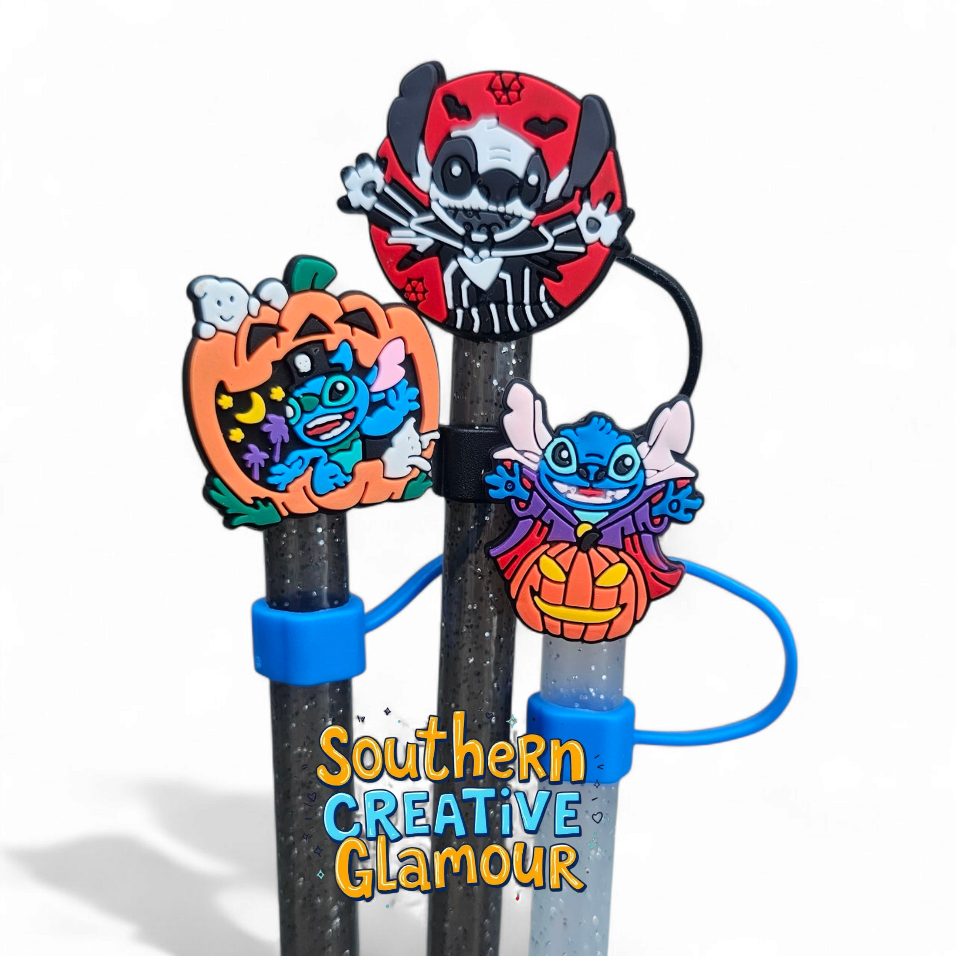 Lilo and Stitch Inspired Halloween Silicone 10mm Straw Toppers by Southern Creative Glamour 