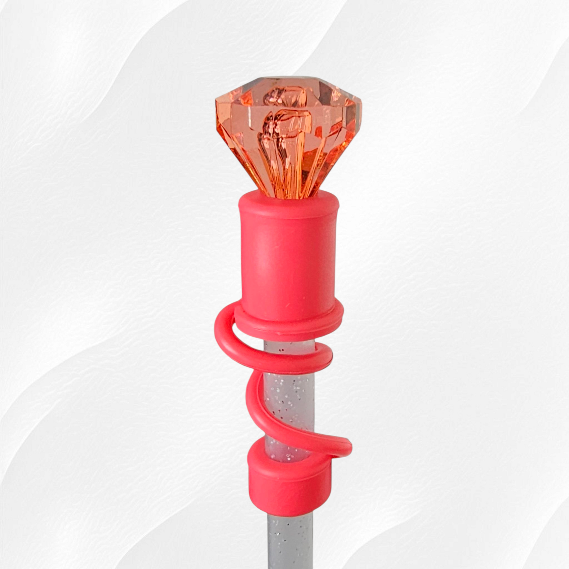 Pink Parade Diamond 3D Silicone Straw Topper 
