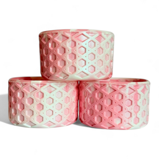 Pink & White Ombre Plumeria Remix WAFFLE Tumbler Boot -fits 20-40oz