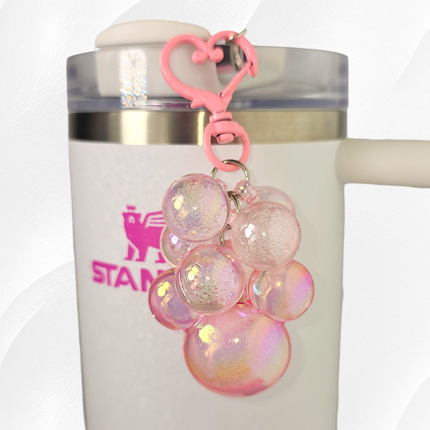 Pink jelly beaded mouse charm. 